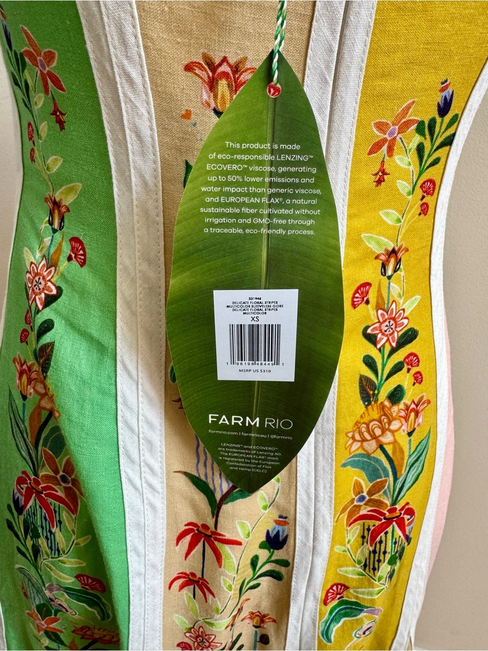 FARM Rio Pastel Panel Floral Maxi Dress in Yellow, Mint & Pink, NWT, XS - Picture 6 of 6